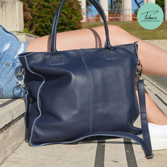 Borsa in pelle artigianale Midna Blu